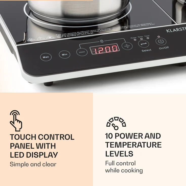 Klarstein VariCook Slim Doppel-Induktionskochplatte 3500 W Timer 240° C Touch 3500 W – Bild 4