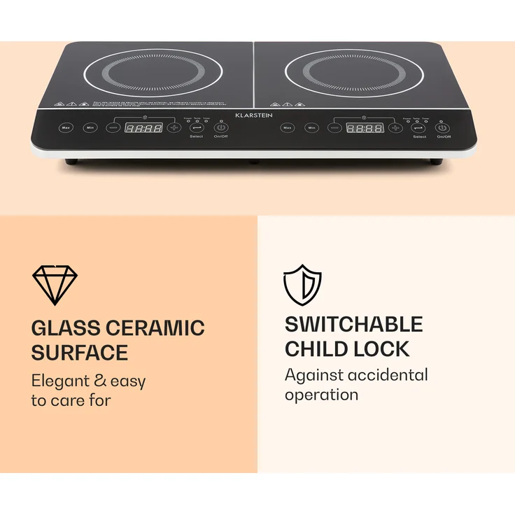 Klarstein VariCook Slim Doppel-Induktionskochplatte 3500 W Timer 240° C Touch 3500 W – Bild 2