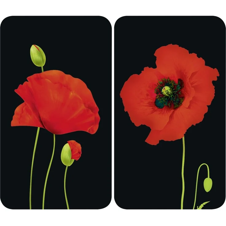 Wenko Herdabdeckplatte Universal Mohn, 2er Set, für alle Herdarten – Bild 1