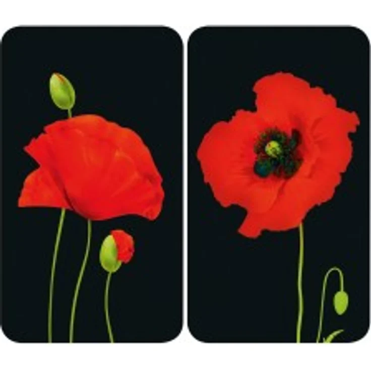 Wenko Herdabdeckplatte Universal Mohn, 2er Set, für alle Herdarten – Bild 2