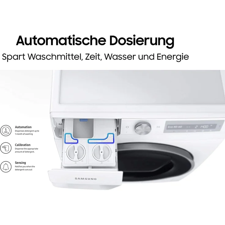 Samsung WW80T534AAX-S2, Frontlader-Waschmaschine, B, Fassungsvermögen 8 kg, Standgerät, Breite 60 cm, Restlaufzeitanzeige, Wollprogramm – Bild 9