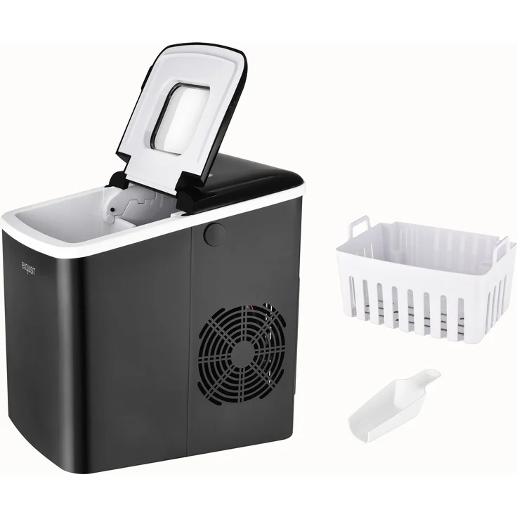Exquisit EM 6002 Eiswürfelmaschine, 2 einstellbare Eiswürfelgrößen, Sichtfenster, 1,8 L Wassertank, Kunststoff, schwarz – Bild 2