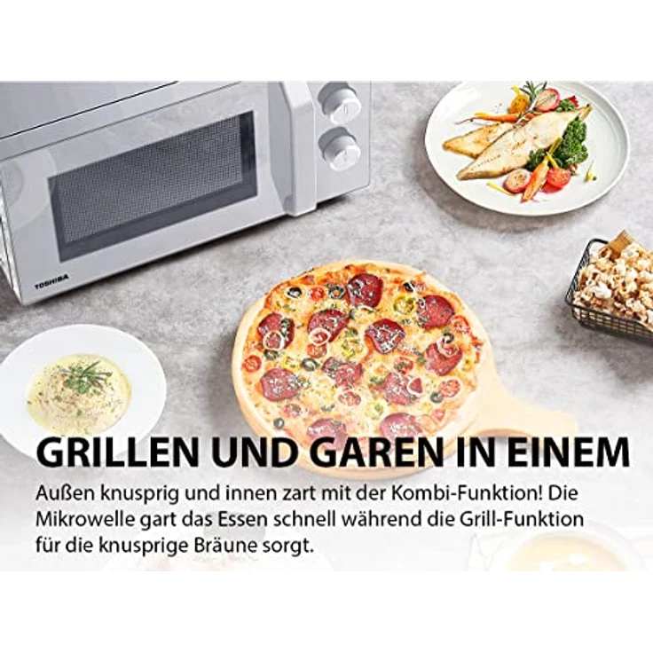 Toshiba MW2-MG20PF(SL) Mikrowellenherd mit knuspriger Grill- & Kombigarfunktion, 5 Leistungsstufen, 1000 W Grillleistung, Silber – Bild 3