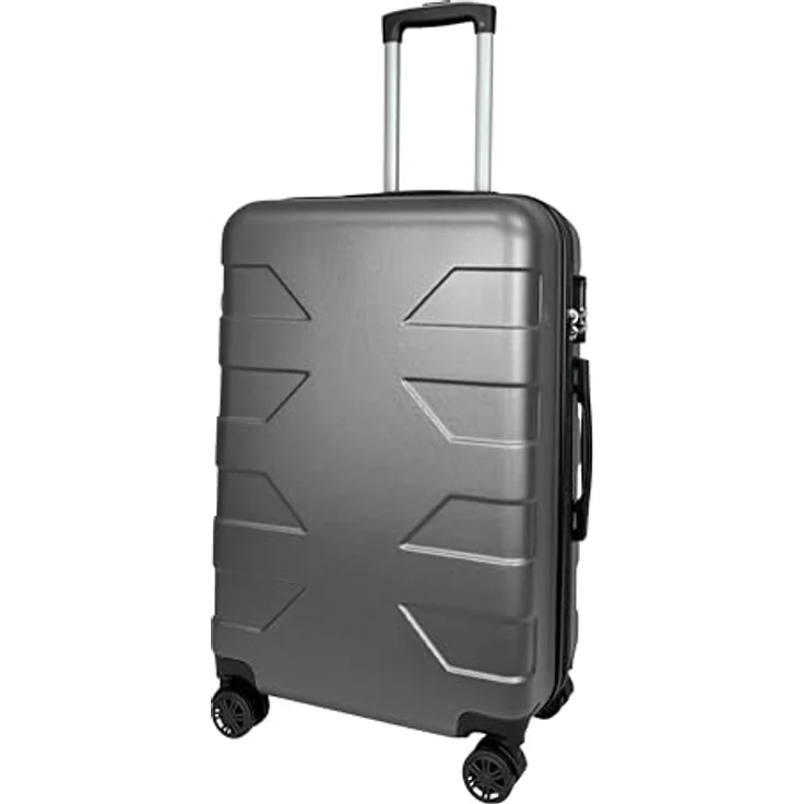 MY TRAVEL BAG ABS Koffer Trolley Reisekoffer Zwillingsrollen (Handgepäck-Mittel-Groß-Set) Nummernschloss (Anthrazit, 3er Set) – Bild 2