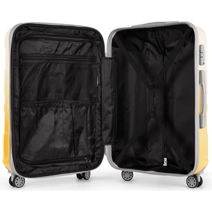 suitline Hartschalen-Koffer Trolley Rollkoffer, TSA, 66 cm, ca. 58 Liter, glänzend, Safari Sunrise, erweiterbar, leichtgängig mit Doppelrollen – Bild 2