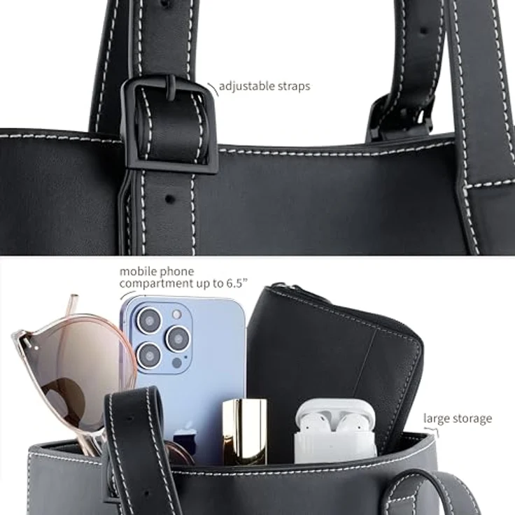 bugatti Zita Shopper Tasche, 34 cm, schwarz, 100% Polyurethan, 34 x 14 x 24.5 cm – Bild 5