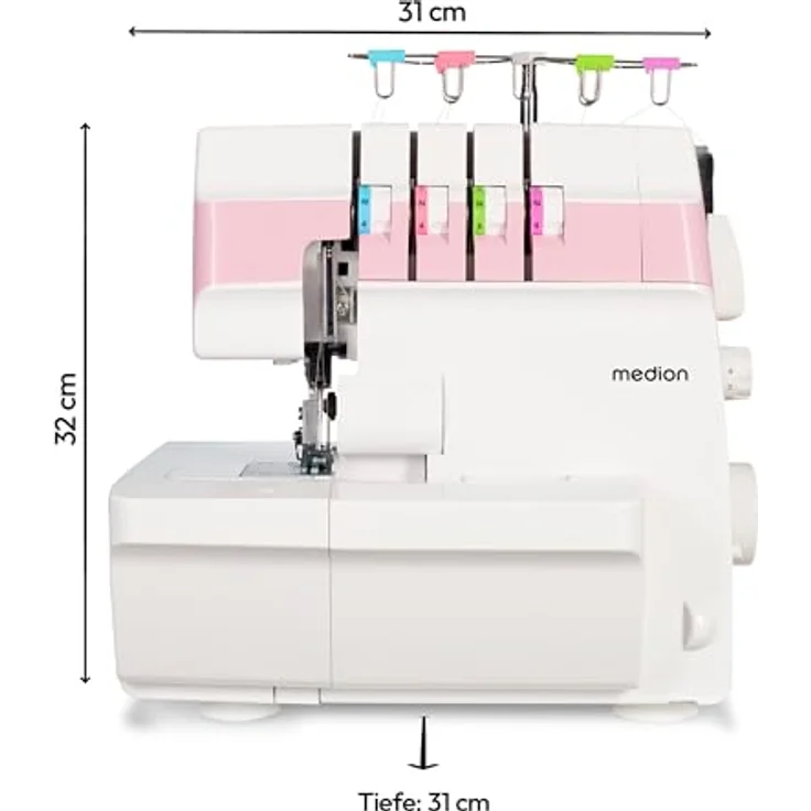 Medion® Overlock-Nähmaschine MD 19169, Teleskopfadenführung, 4 Fäden gleichzeitig, Nähen mit 2 Nadeln, Einstellbare Fadenspannung – Bild 6