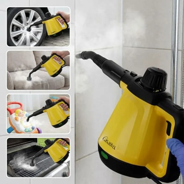 Casativo Premium Dampfreiniger, mobil, 3,5 bar, 1.200W, 16 Zubehörteile, hygienisch ohne Chemie, für Küche, Bad, Möbel und Autos – Bild 7