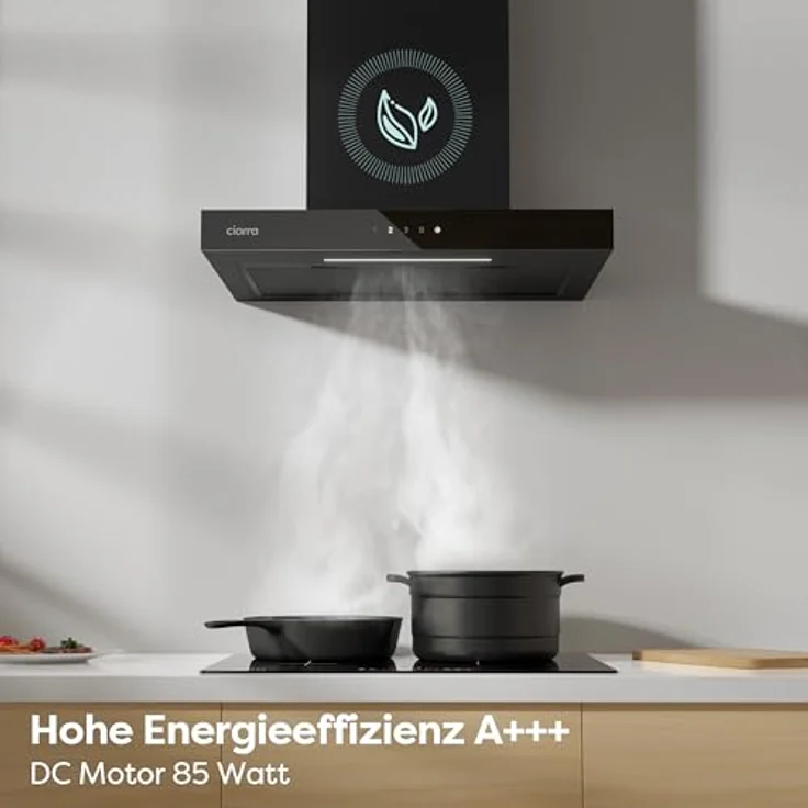 CIARRA CBCB6102, A+++ Dunstabzugshaube 60 cm Umluft, 650 m³/h, Touch Control mit App-Bedienung, schwarz, energiesparend, leise, inkl. 2 Lichtmodi – Bild 3