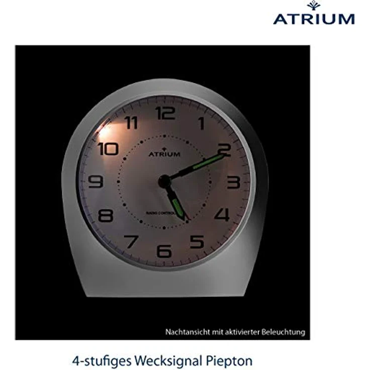 Atrium A620-19, Funkwecker Analog Quarz ohne Ticken, matt Silber, mit lautlosem Betrieb und Snooze-Funktion – Bild 4