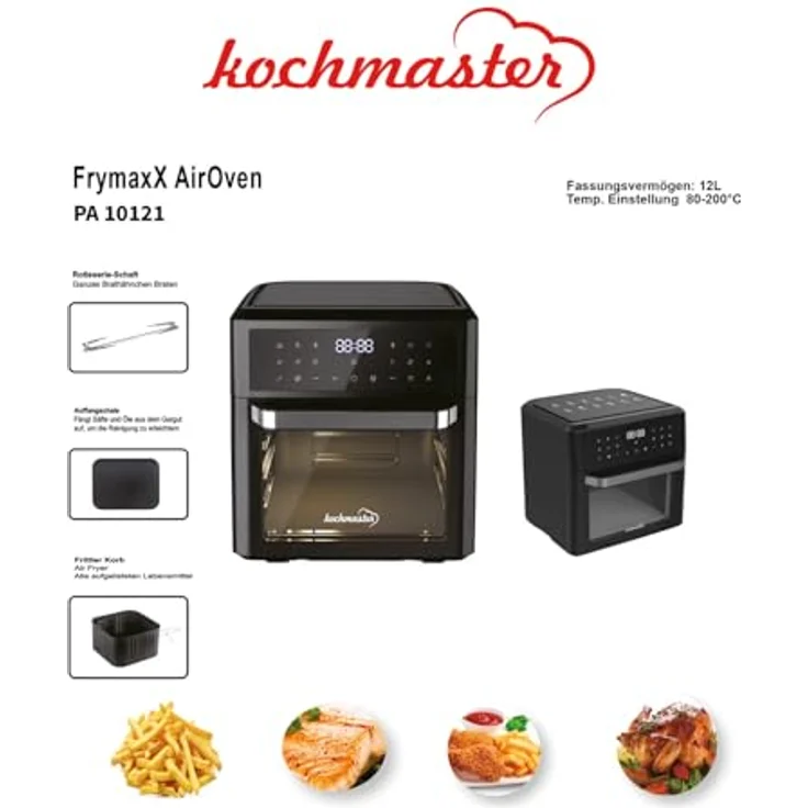 kochmaster Heißluftfritteuse FrymaxX AirOven Heißluftofen 12 L - Digitales Touchscreen – Bild 2