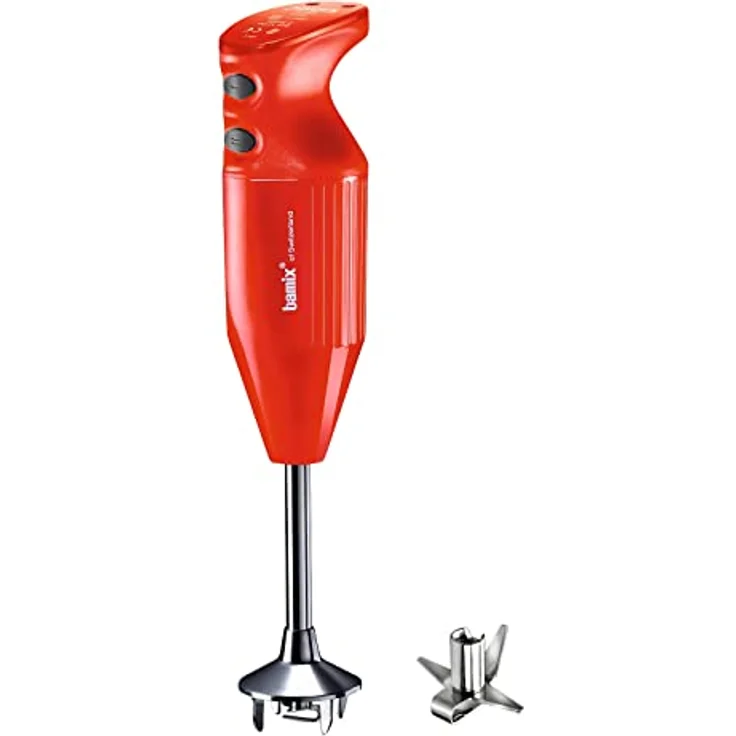 bamix Stabmixer Set M160 ONE inkl. Multifunktionsmesser aus Edelstahl, 160 Watt, 2-Stufen, Made in Switzerland, Rot – Bild 1