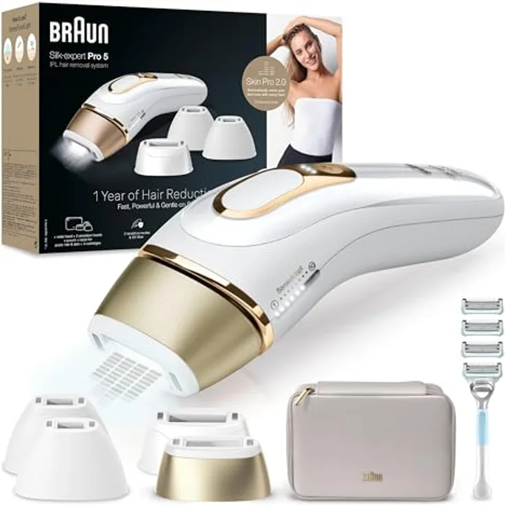 Braun IPL Silk Expert Pro 5 Damen Haarentfernungsgerät, Venus Rasierer, Alternative zu Laser, PL5358, weiß/gold