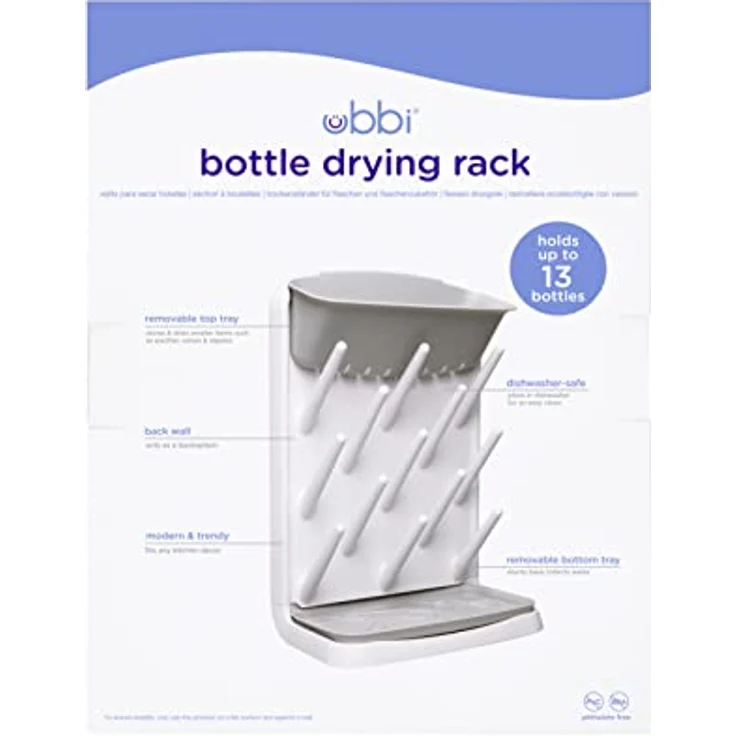 Ubbi Vertical Baby Bottle Drying Rack, Countertop Drying Rack Baby Accessory, Grey – Bild 3