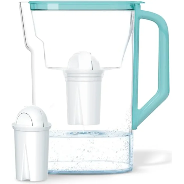 Wessper Wasserfilterkanne 2.7 L Kompatibel mit Brita Classic für Kühlschranktür | Wasser Filtersystem zur Reduzierung von Kalk, Chlor | Wasserfilterkanne + Wasserfilter AQUACLASSIC – Minze