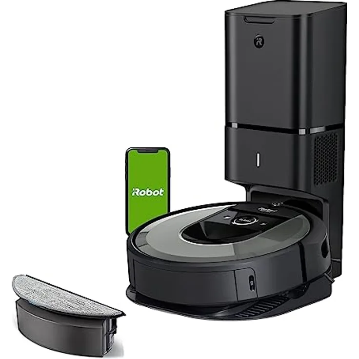 iRobot Roomba Combo i8+ (i8576) Saug-/ Wischroboter mit 2. Auffangbehälter mit Wischpad, Autom. Absaugstation, Smarte Kartierung, Sprachassistenten kompatibel, WLAN, Einstellung per App, Light Silver