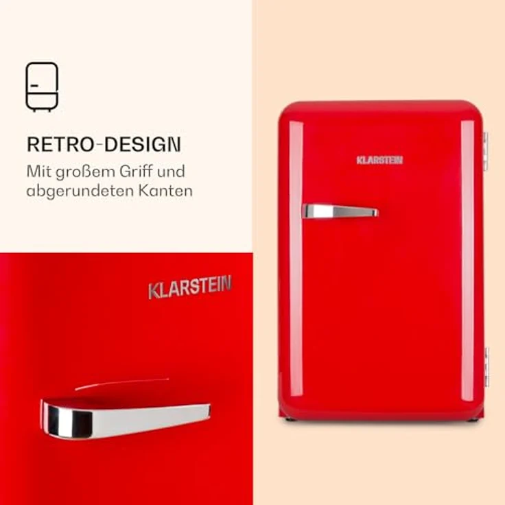 Klarstein Audrey Mini - kleiner Kühlschrank, Kompressionskühlung, 70 Liter Fassungsvermögen, rot – Bild 2