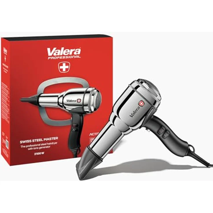 Valera, Swiss Steel Master, professioneller Haartrockner aus verchromtem Premium-Stahl, leichter Föhn mit leistungsstarkem Motor, 3 Temperaturstufen, Ionen-Generator, verdrehsicheres Flex-Kabel, 2100W – Bild 3