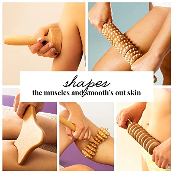 tuuli Accessories Maderotherapie Holz Set Massagegerät Swedische Tasse Massageroller Cellulite Lymphdrainage Gerät – Bild 5