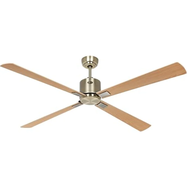 CASAFAN Eco Neo III, Energiespar Deckenventilator 152 cm mit Fernbedienung, Messing Antik, Wendeflügel Ahorn/Buche, WiFi Smart Home kompatibel – Bild 1