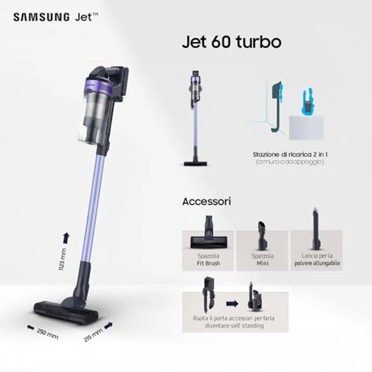 Samsung VS15A6031R4/ET Jet 60 Turbo, violett Handstaubsauger mit 99.999% Filter und Jet Fit Bürste – Bild 2