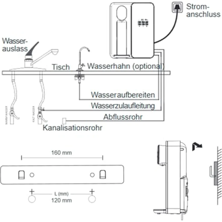 BEM Unicora Wasserfilter Umkehrosmoseanlage mit UV-Direktanschluss, Heißwasserspender, 6 Temperaturstufen, TDS Monitor – Bild 9