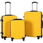 vidaXL Kofferset 3-TLG. Hartschalenkoffer Handgepäck Koffer Rollkoffer Reisekoffer Hartschale Trolley Set Business Reise Gelb ABS 4 Rollen S M L