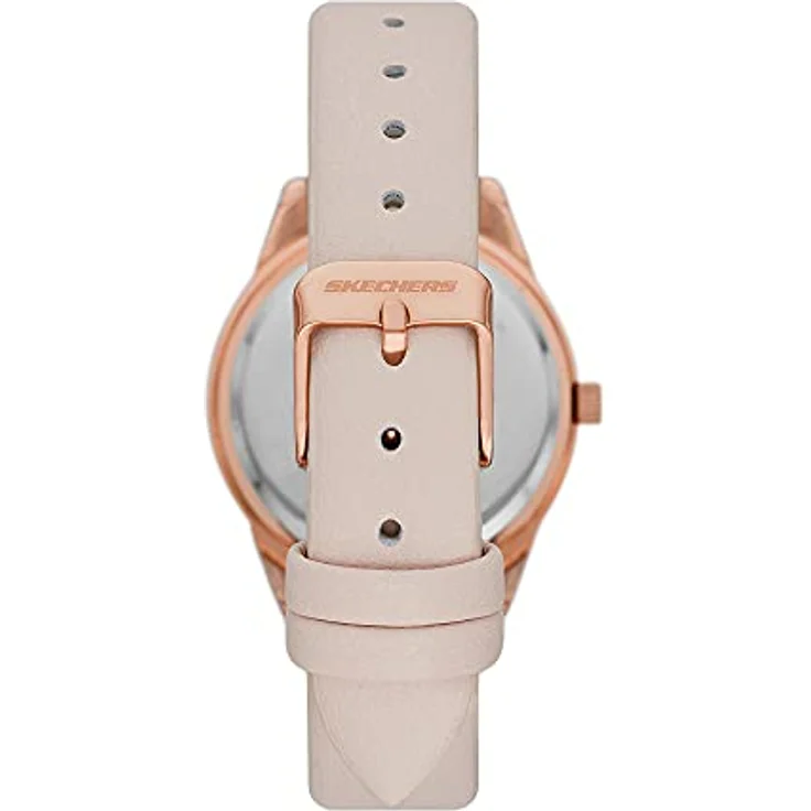 Skechers Damen Analog Quarz Uhr SR9064, 34 mm, roségoldenes Zifferblatt, rosa Polyurethan-Armband, wasserdicht bis 30 m – Bild 2