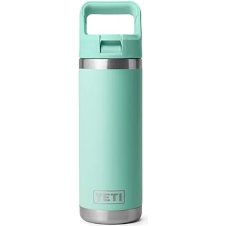 YETI Rambler C Flasche, 18 oz (532 ml) mit auslaufsicherem Trinkhalmdeckel, Edelstahl, farblich abgestimmt in Seafoam – Bild 2