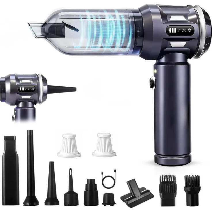 ZMH Handstaubsauger Akku-Handstaubsauger 17000Pa, 4 in 1 mit Bürstenlosem Motor, beutellos, LED-Licht und 3 Saugstufen