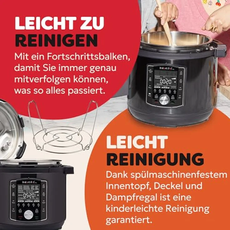 Instant Pot Pro 10-in-1-Elektro-Multikocher, 1200 W, 5,7 L, Schnellkochtopf, Schongarer, Dampfgarer, Sous Vide, schwarzer Edelstahl – Bild 3