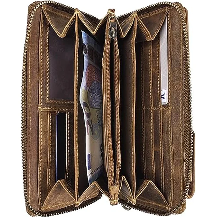 Greenburry Vintage 1569, Umhängetasche aus Leder mit RFID-Schutz, Braun – Bild 6