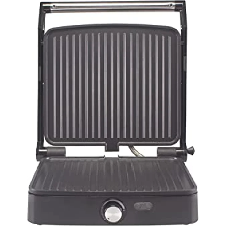 BEPER P101TOS502 Multifunktionsgrill, Panini Maker, Bakelite/Stahl,1800W, Grillplatte 28x25 cm, 180°-Öffnung, Thermostat verstellbar, Fettauffangschale, in Schwarz – Bild 3