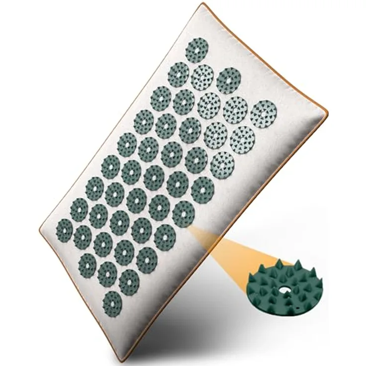 NEOLYMP Akupressurmatte Erweiterung 18 x 30cm, gefüllt mit Kokosfasern und Buchweizen, vier Farboptionen: beige, dunkelgrau, mintgrün und lavendel, inklusive Videoanleitungen für Akupunkturübungen