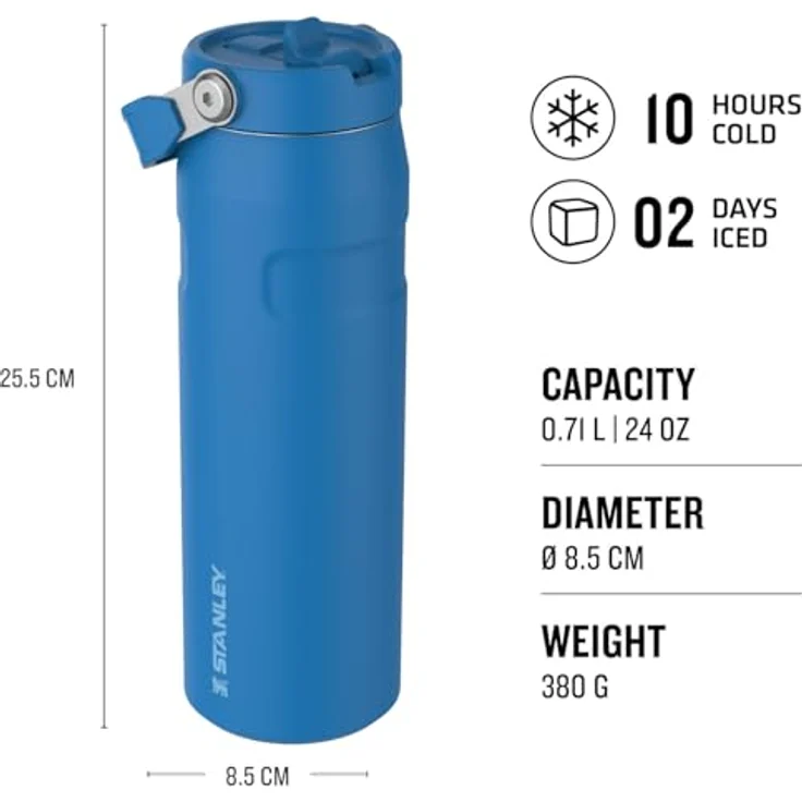 Stanley 1913 The IceFlow™ Aerolight™ Bottle Flip Straw 2.0, 710 ml Edelstahltrinkflasche mit doppelwandiger Vakuumisolierung, BPA-frei, spülmaschinengeeignet – Bild 6