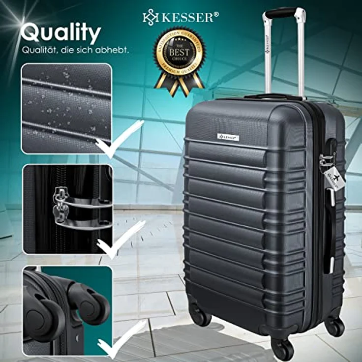 KESSER® 4tlg. Hartschalenkofferset Reisekoffer Set Reisekofferset Trolley Koffer Inkl. Kofferwaage + Gepäckanhänger Rollkoffer Schloss 4 Rollen ABS-Hartschale Teleskopgriff S-M-L-XL – Bild 3