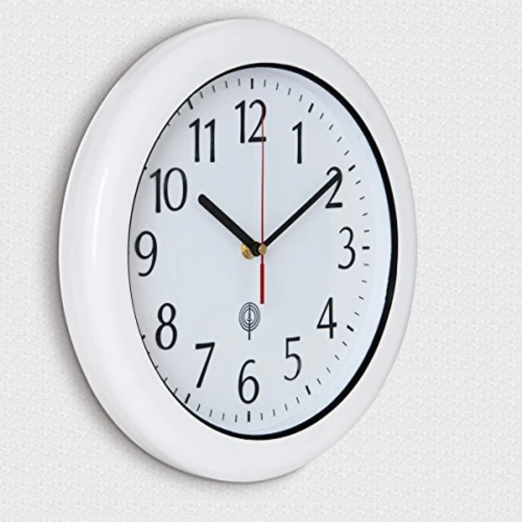 Monzana Wanduhr mit Funk Wasserdicht Automatische Zeitumstellung Geräuscharm Quarz-Uhrwerk Analog Bad Küche Haus Funkuhr Uhr Hochglanz Weiß – Bild 3