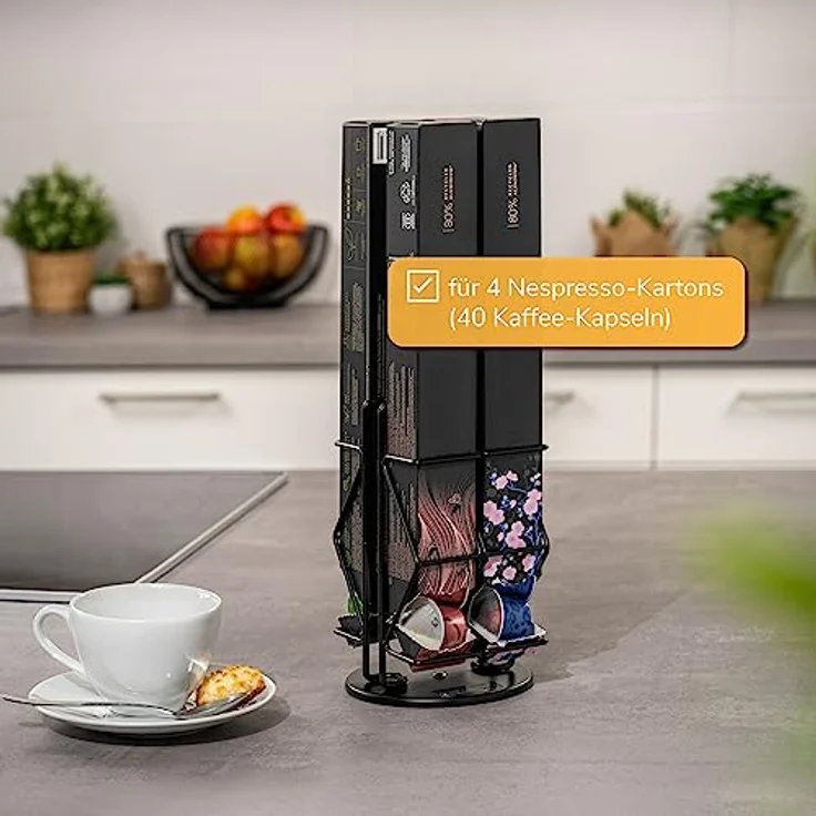 eluno Kapselständer für Nespresso, Kapselspender für Umkarton, 360° drehbar, schwarz – Bild 4