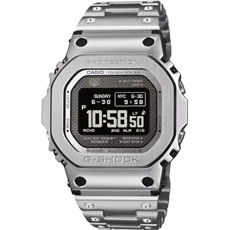 Casio G-SHOCK Tough Solar, Edelstahl Armbanduhr in Silber, Modell GMW-BZ5000D-1, hergestellt in Yamagata