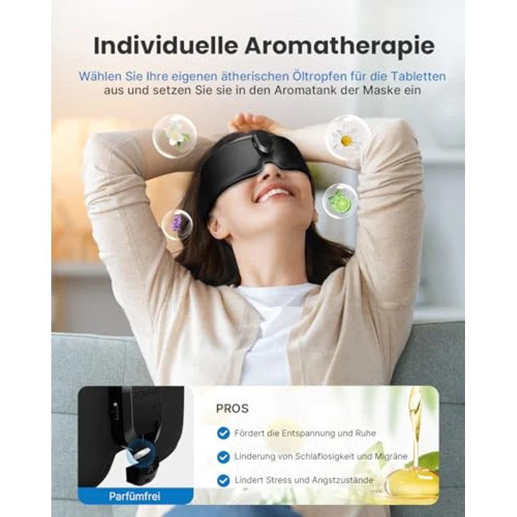 RENPHO Beruhigungs- und Entspannungsgerät Eyesnooze Aroma Schlafmaske: Aromatherapie, Wärme & Musik für tiefen Schlaf – Bild 3