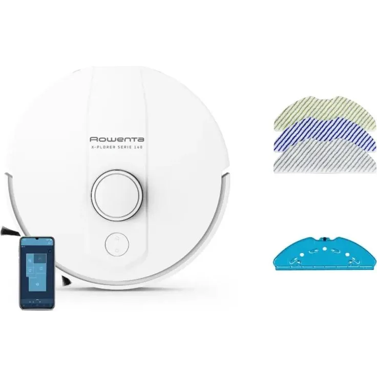 Rowenta RR9177WH X-Plorer Serie 140, Saugroboter mit 4000 Pascal Saugkraft, beutelloser Technologie und Nasswischfunktion, weiß