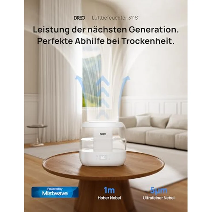 DREO Smart Luftbefeuchter für Schlafzimmer, 4L oben befüllbar, Ultraschall, Öl Diffusor, Nachtlicht, 36 Stunden Laufzeit, leiser Betrieb – Bild 2