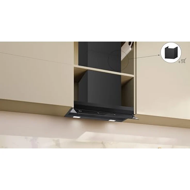 Neff D67XDP2S0, N 70, Integrierte Designhaube, 60 cm, Klarglas schwarz bedruckt, Mattschwarz, Effiziente Motortechnologie, Touch Control und Home Connect Funktionen – Bild 5