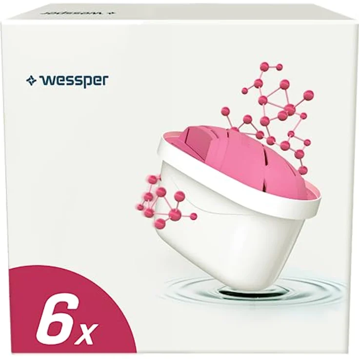 Wessper Magnesium Wasserfilter AquaMax Mg+ mit Aktivkohle Kartuschen 6er Pack, Kompatibel mit Brita Maxtra Plus, PearlCo, Amazon Basics, verbessert den Geschmack – Bild 1