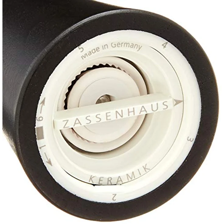 Zassenhaus Zassenhaus Augsburg Pfeffermühle und Salzmühle Set 18 cm schwarz weiß und Untersetzer aus Porzellan – Bild 3
