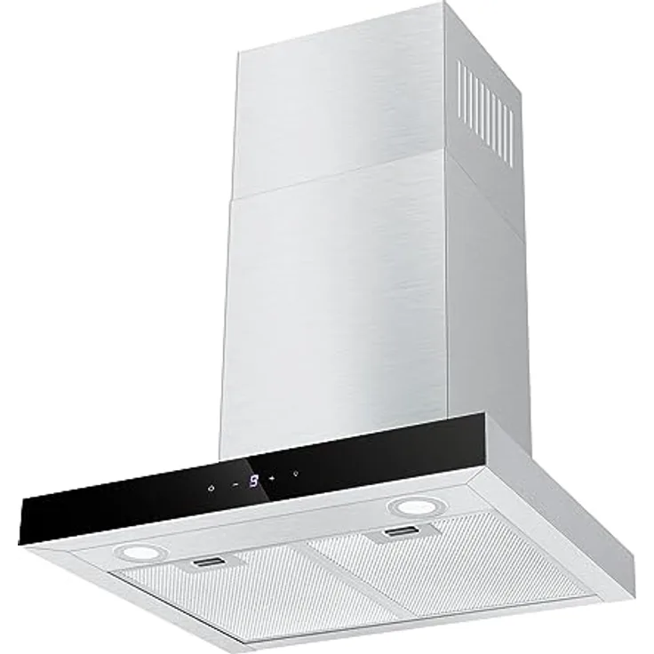 TopStrong Dunstabzugshaube 60cm, Edelstahl, 700 m³/h, 9 Stufen Soft Touch Steuerung, 2W LED-Licht, Umluft/Abluft