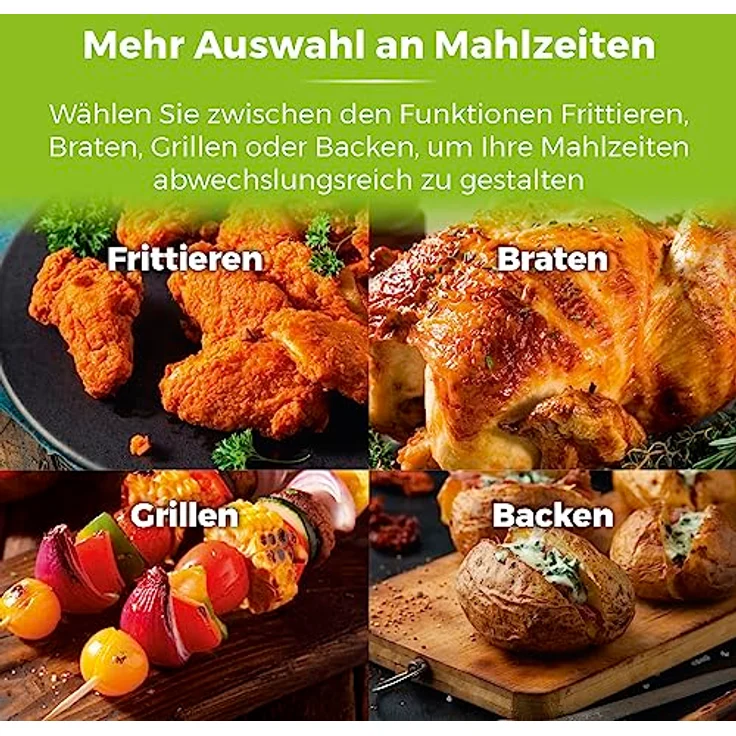 Tower T17021 Heißluftfritteuse für die Ganze Familie mit Schneller Luftzirkulation - 60-Minuten-Timer - Airfryer 4,3L 1500W - Schwarz – Bild 5