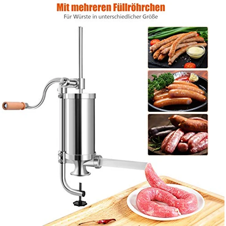 KOMFOTTEU Wurstfüllaufsatz Wurstfüllmaschine, rostfreier Edelstahl, 4 Füllrohre, einfache Bedienung & leicht zu reinigen – Bild 10