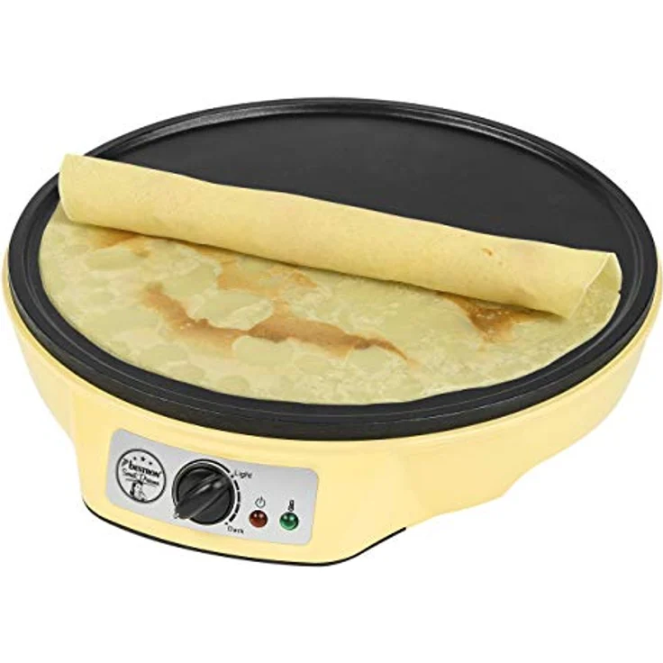 Bestron Crêpes Maker im Retro Design, Sweet Dreams, Antihaftbeschichtung, Ø 30 cm, 1000 Watt, Gelb – Bild 4