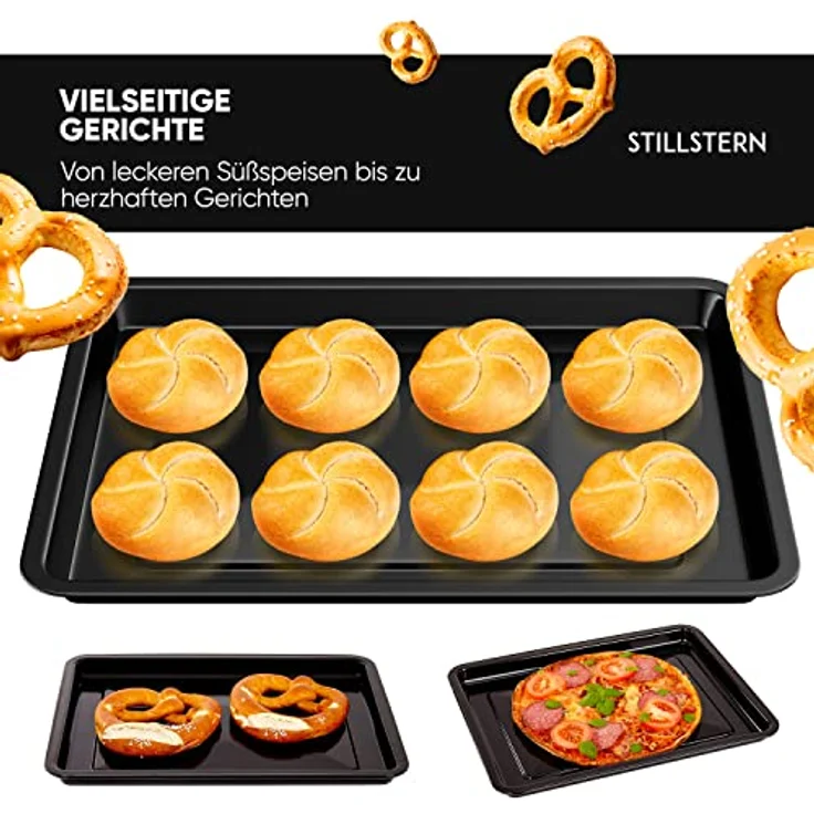 Stillstern Backblech für 45L Minibackofen, emailliert, Pizzablech, Universalpfanne, ca. B 40cm x T 31cm x H 2,5cm – Bild 2